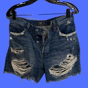Abercrombie High Waisted Destroyed Denim Jean Shorts | Size 27